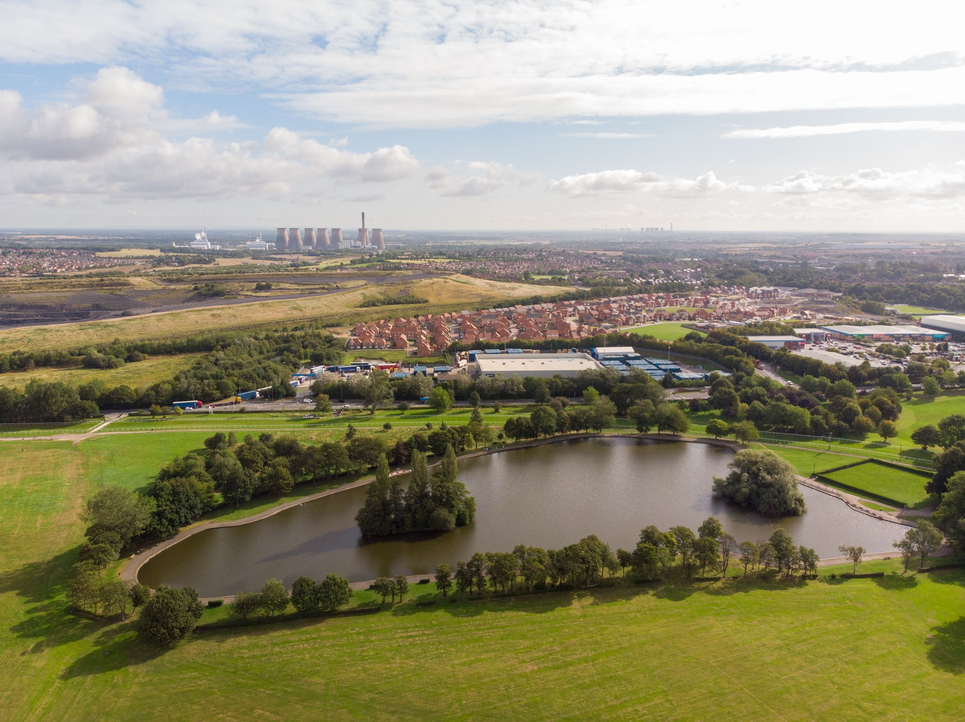 Aerial photo of the race course located in the Wakefield town of Pontefract in West Yorkshire